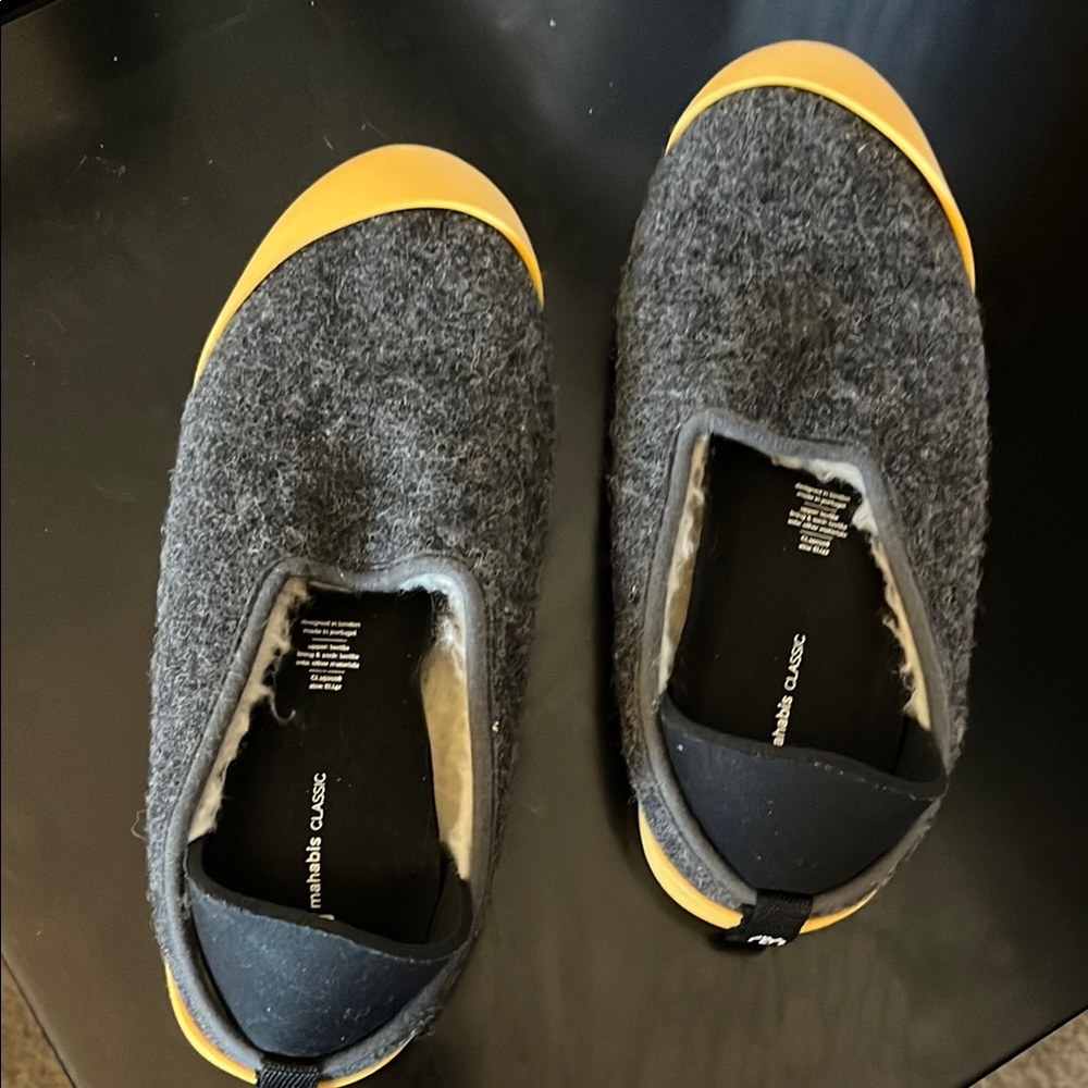 Mahabis Gray and Yellow Cozy Slippers